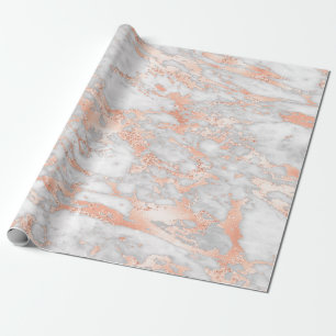 Papel De Regalo Patrón de mármol moderno blanco y oro rosa
