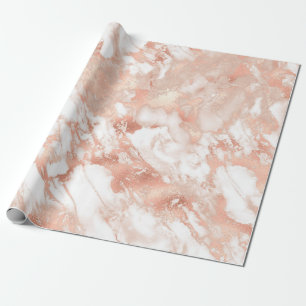Papel De Regalo Patrón de mármol moderno blanco y oro rosa