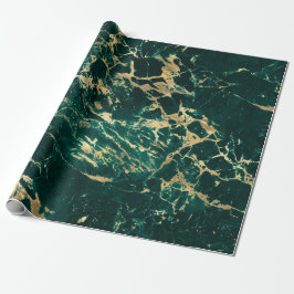 Papel De Regalo Patrón de mármol moderno teal y dorado