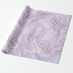 Papel De Regalo Patrón de mármol plateado y púrpura claro moderno