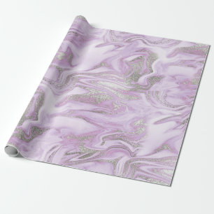 Papel De Regalo Patrón de mármol plateado y púrpura claro moderno