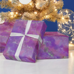 Papel De Regalo Patrón de mármol púrpura y plata