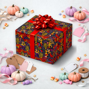 Papel De Regalo Patrón de Máscara de Vampiro Vintage Borgoña Gótic