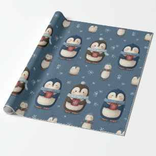 Papel De Regalo Patrón de mascota de invierno acogedor Pingüinos d