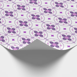 Papel De Regalo Patrón de medallón floral morado elegante botánico