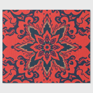Papel De Regalo Patrón de medallón persa ornamentado rojo azul de 