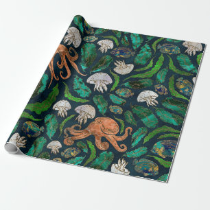Papel De Regalo Patrón de medusas y pulpos