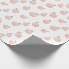Papel De Regalo Patrón de melocotón curado Kawaii blanco y rosa