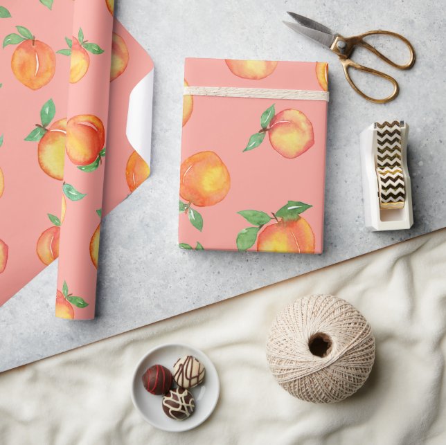 Papel De Regalo Patrón de melocotón de verano dulce (Artesanía)