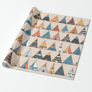Papel De Regalo Patrón de melodía. Tienda de verano nativa Wigwa