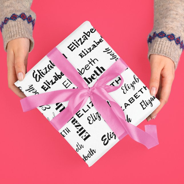 Papel De Regalo Patrón de mensajes de Iniciales de nombres regalo  (Name Initials Message Pattern Personalized Gift Wrapping Paper)