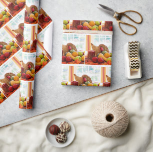 Papel De Regalo Patrón de mesa de cosecha clásica de cornucopia