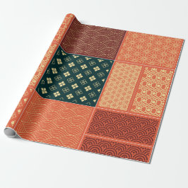 Papel De Regalo Patrón de mezcla de Kimono rojo