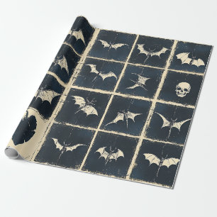 Papel De Regalo Patrón de mezclilla con murciélagos y calaveras gó