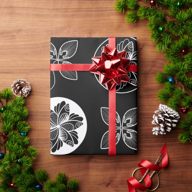 Papel De Regalo Patrón de Moda blanco negro (Regalo de vacaciones)