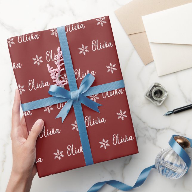 Papel De Regalo Patrón de moda burgundy personalizado (Regalar)