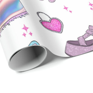 Papel De Regalo Patrón de moda estética del milenio Y2K