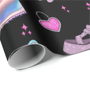 Papel De Regalo Patrón de moda estética del milenio Y2K