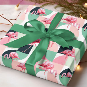 Papel De Regalo Patrón de Moda geométrica de flamenco rosado moder