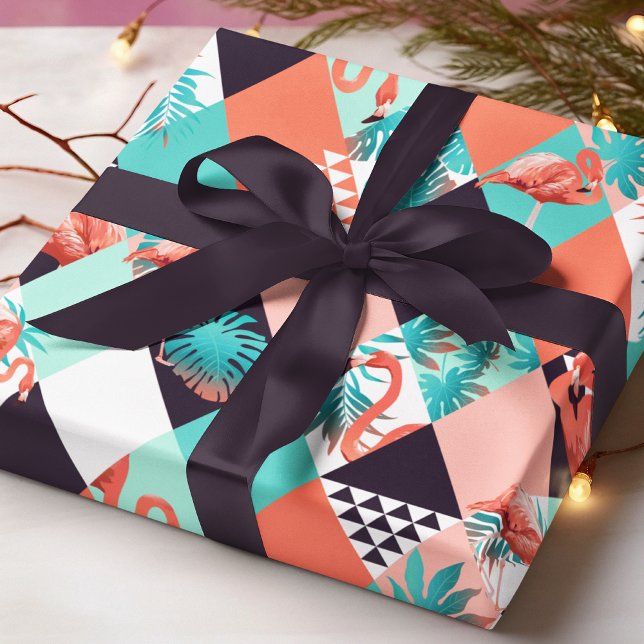 Papel De Regalo Patrón de Moda geométrica de flamenco rosado moder (Subido por el creador)