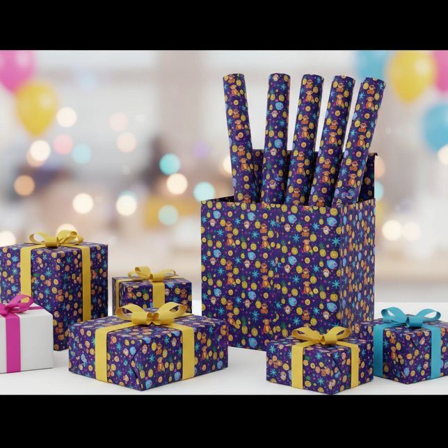 Papel De Regalo Patrón de Monos Traviesos (Subido por el creador)