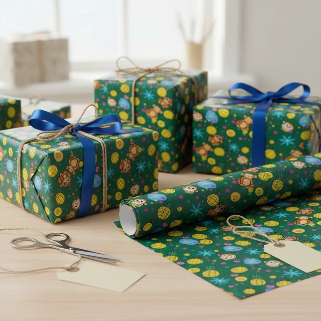 Papel De Regalo Patrón de Monos Traviesos (Subido por el creador)
