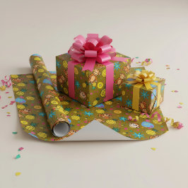 Papel De Regalo Patrón de Monos Traviesos