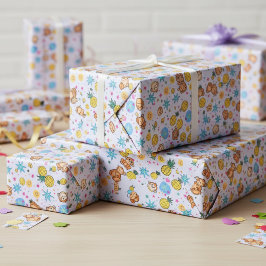 Papel De Regalo Patrón de Monos Traviesos