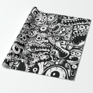 Papel De Regalo patrón de monstruos feo abstracto espeluznante y a