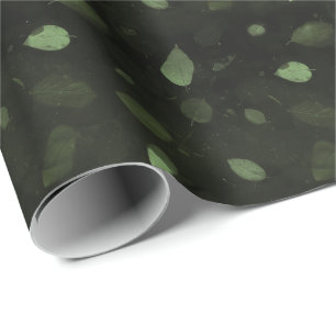 Papel De Regalo Patrón de mora de mora orgánica verde negro elegan