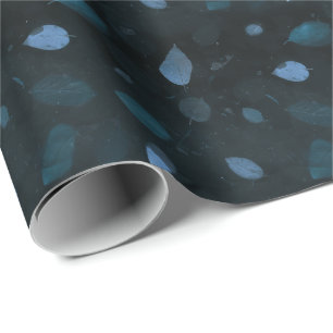Papel De Regalo Patrón de mora orgánica azul negro elegante