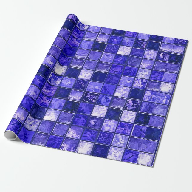 Papel De Regalo Patrón de mosaico azul (Desenrollado)