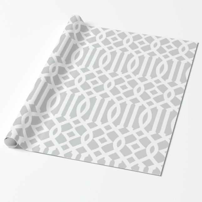 Papel De Regalo Patrón de mosaico blanco y gris claro (Desenrollado)