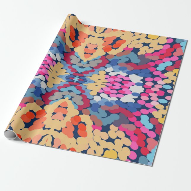 Papel De Regalo Patrón de mosaico de flores localizadas plumeria t (Desenrollado)