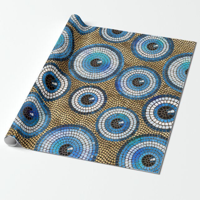 Papel De Regalo Patrón de mosaico de ojos malvados (Desenrollado)