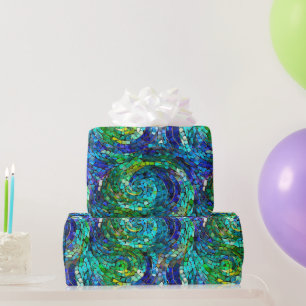 Papel De Regalo Patrón de mosaico de vidrio de tono de joya verde 