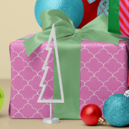 Papel De Regalo Patrón de mosaico de vieira rosa blanco y dulce