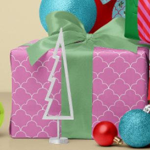 Papel De Regalo Patrón de mosaico de vieira rosa blanco y dulce