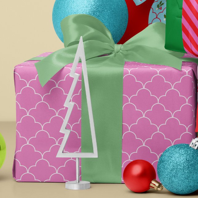 Papel De Regalo Patrón de mosaico de vieira rosa blanco y dulce (Subido por el creador)