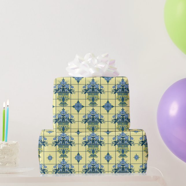 Papel De Regalo Patrón de mosaico Delft (Regalos de fiesta)