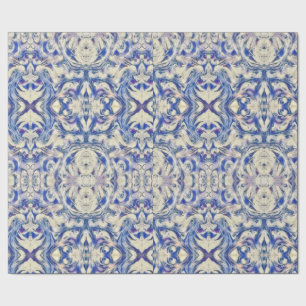 Papel De Regalo Patrón de mosaico delft de Kaleidoscope en azul y 