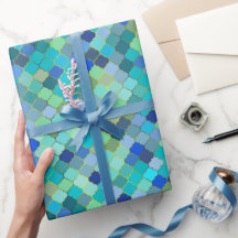 Patrón de mosaico marroquí Aqua Azul