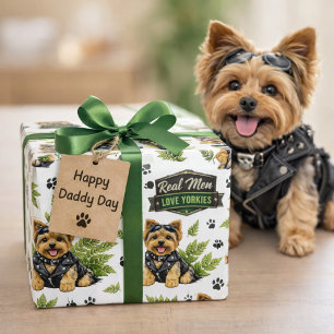 Papel De Regalo Patrón de Motociclista con Yorkie Adorable