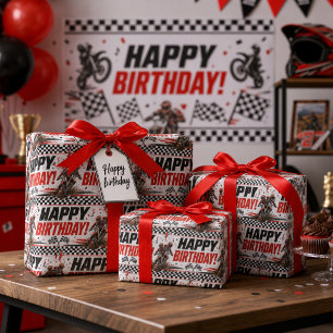 Papel De Regalo Patrón de motocross de moto de tierra de cumpleaño