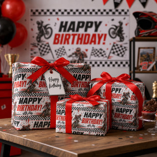 Papel De Regalo Patrón de motocross de moto de tierra de cumpleaño