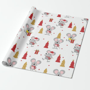 Papel De Regalo Patrón de mouse Navidades
