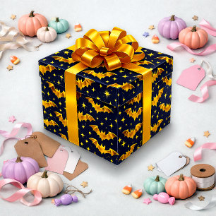Papel De Regalo Patrón de murciélago dorado radiante