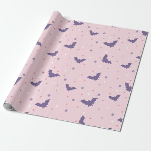 Papel De Regalo Patrón de murciélago rosado con puntos de polka
