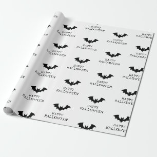 Papel De Regalo Patrón de murciélagos blancos y negros de Hallowee