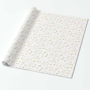 Papel De Regalo patrón de música dorada